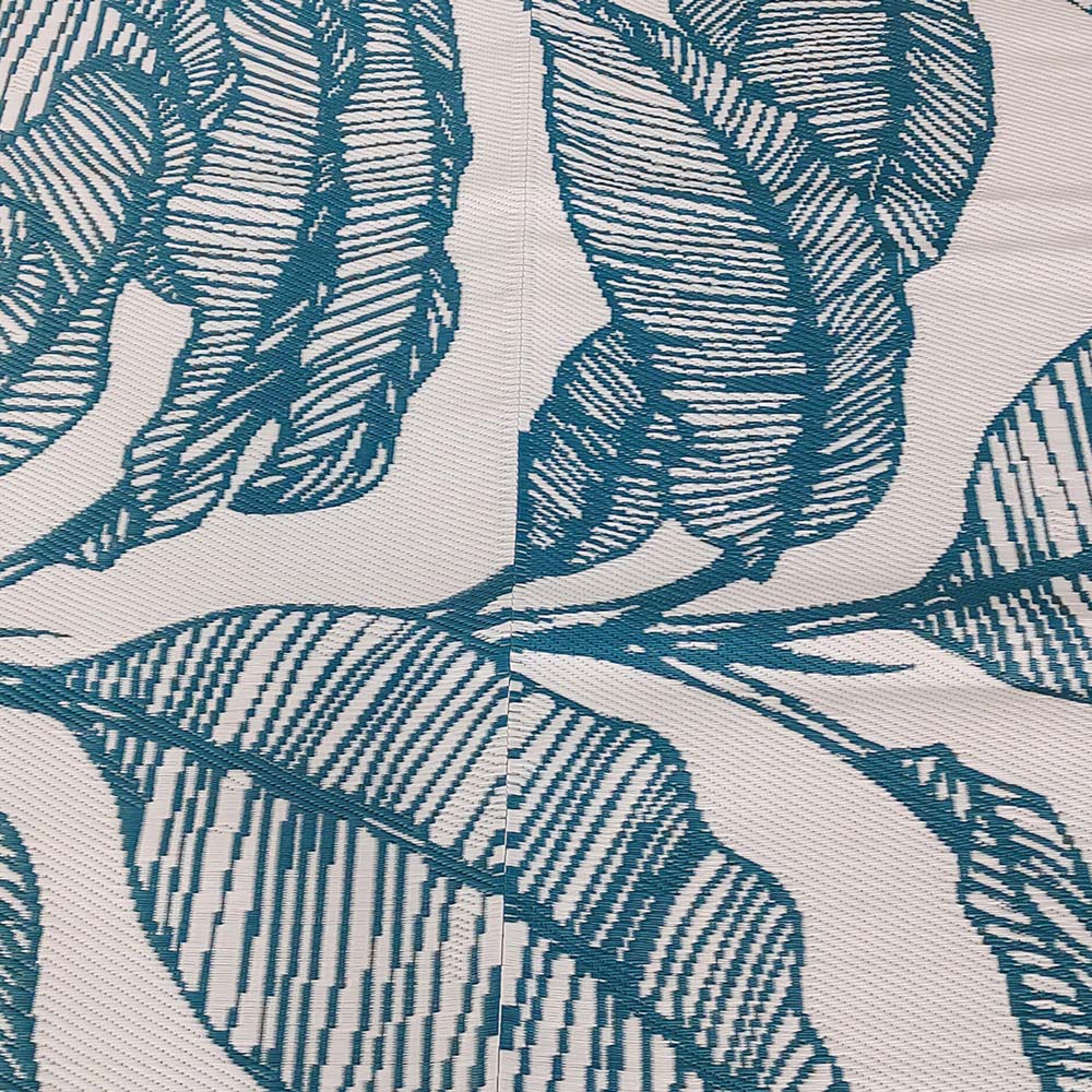 Charles Bentley Teal Blue Leaf Outdoor Rug 160 x 230cm Image 3