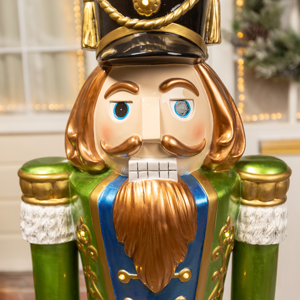 The Christmas Centre Green Red and Blue LED Lights Traditional Nutcracker Soldier 5.5ft Image 3
