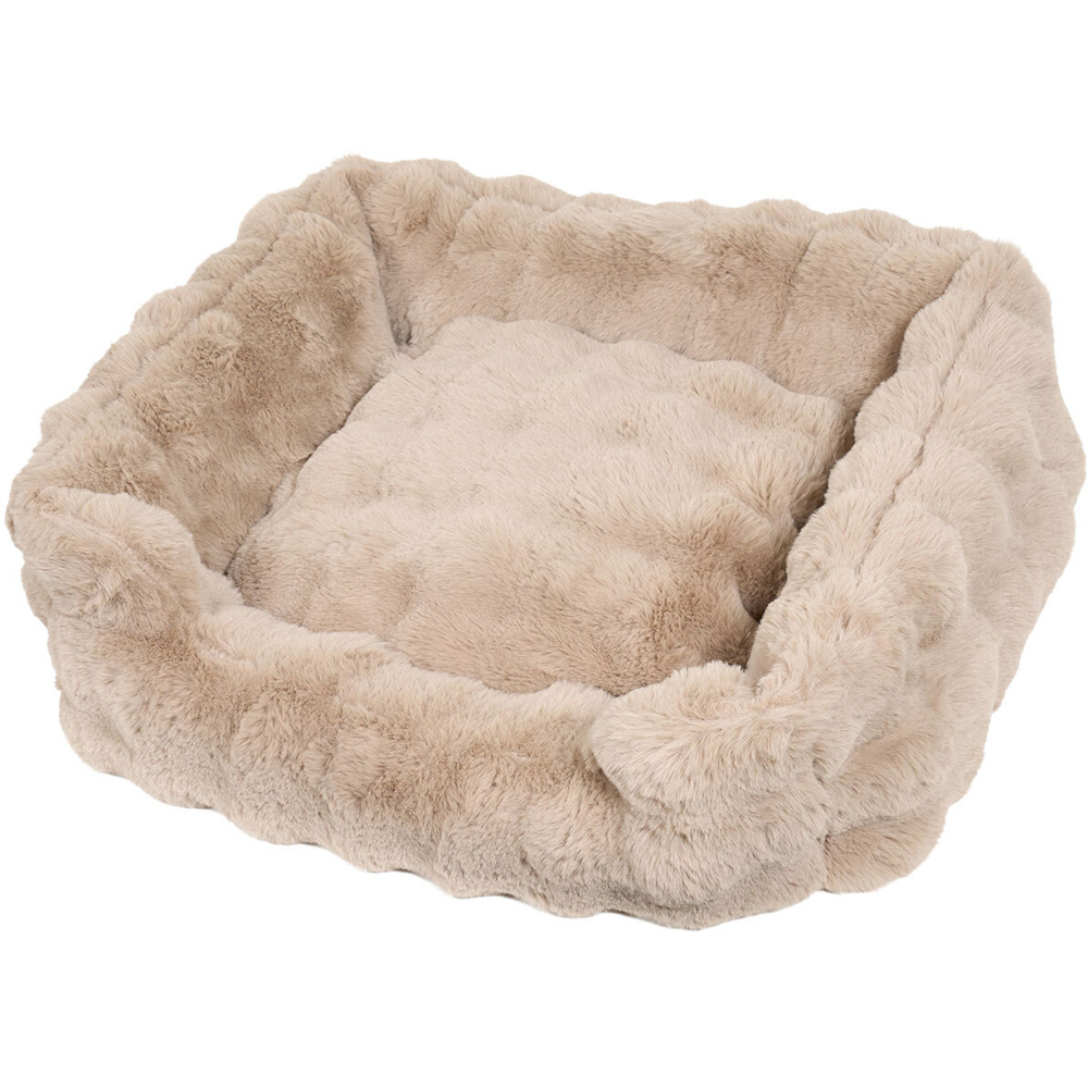 Bubble Plush Pet Bed Beige Image 4
