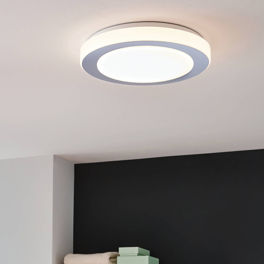 EGLO Carpi Chrome Steel IP44 LED Ceiling Light Image 2