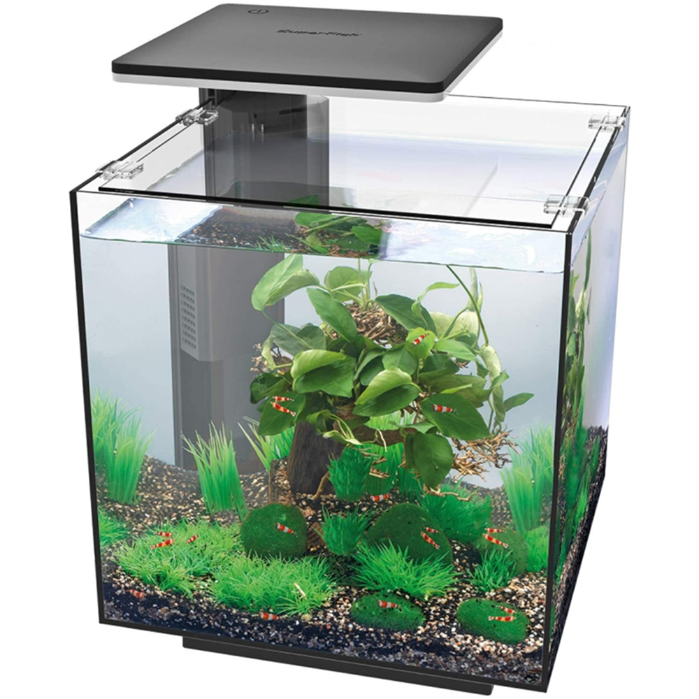 SuperFish Pro Black Qubiq Aquarium with LED Light 30L Image 1