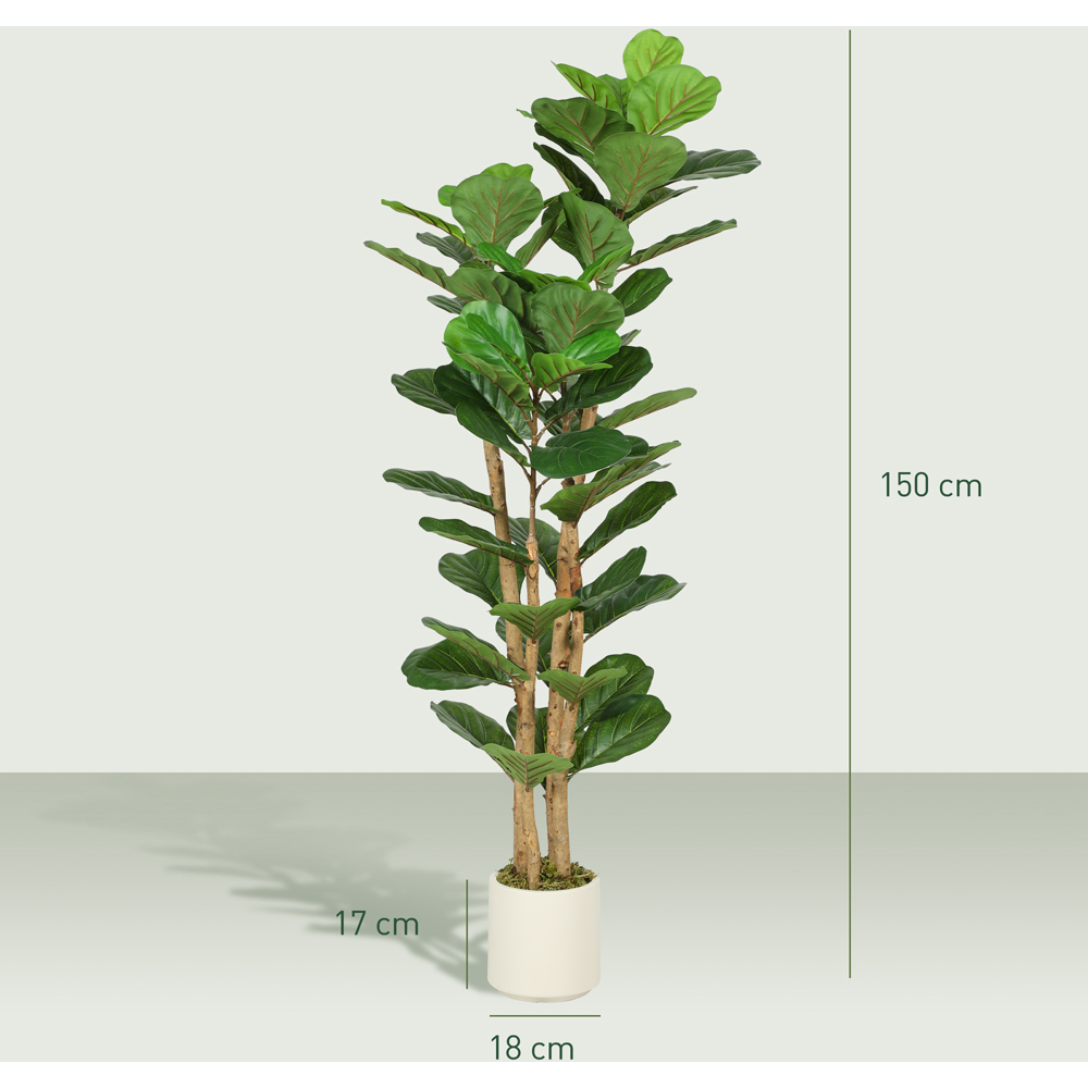 Portland Fiddle Leaf Fig Artificial Tree in Pot with Solid Wood Trunks 5ft Image 9