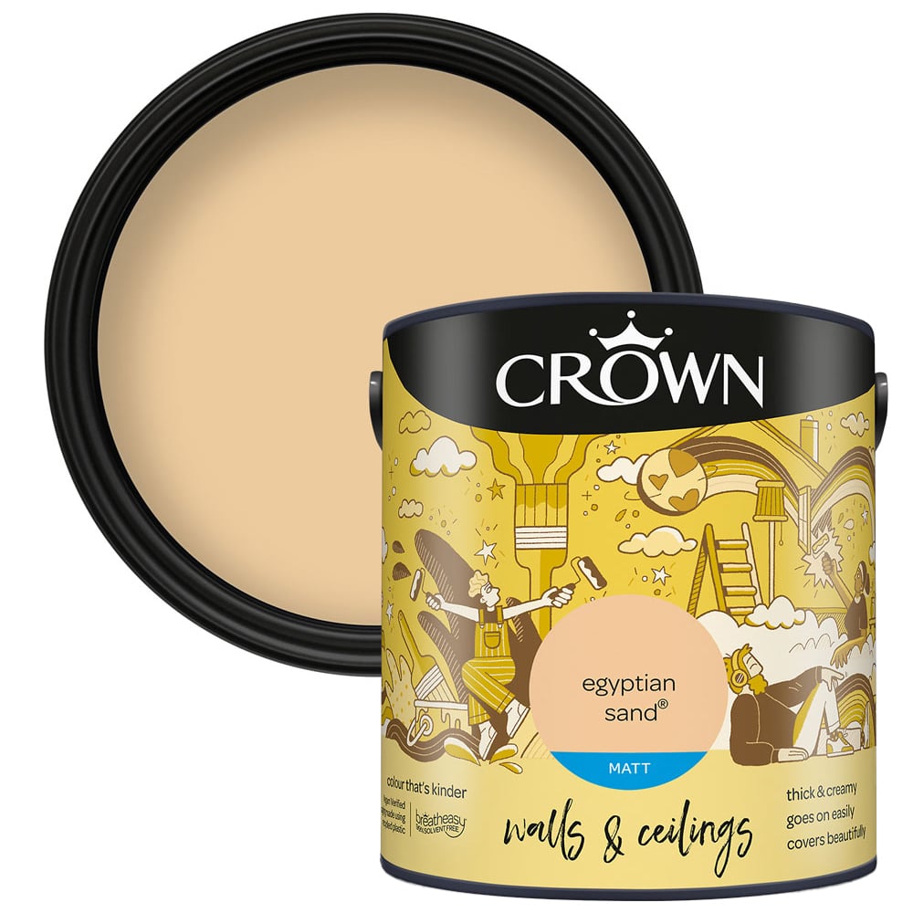 Crown Breatheasy Walls & Ceilings Egyptian Sand Matt Emulsion Paint 2.5L Image 1