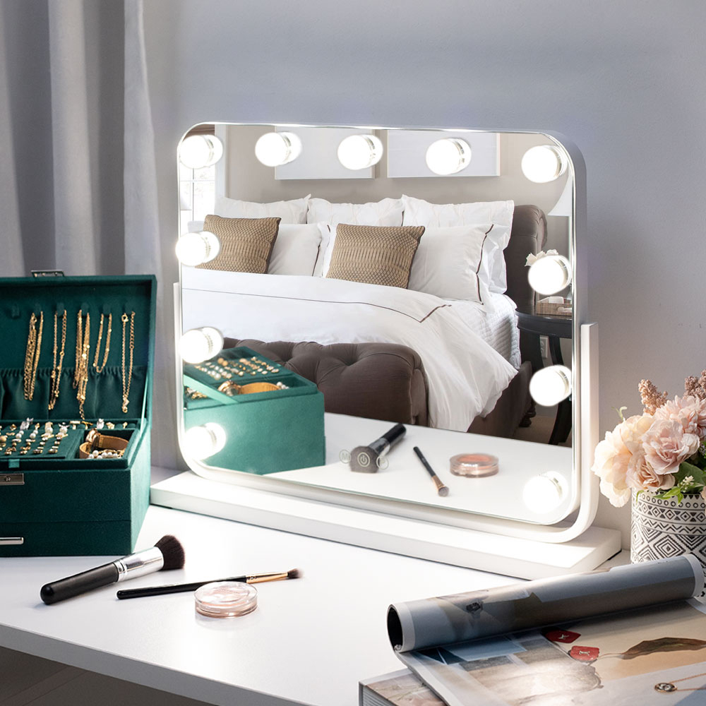 Living and Home White Frameless Hollywood LED Makeup Mirror Image 2