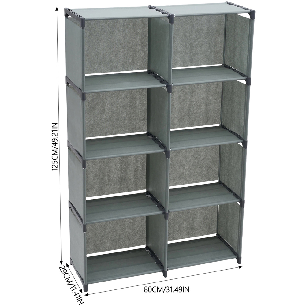 Living and Home 4-Tier Grey Double Row Storage Shelf with Metal Frame Image 8
