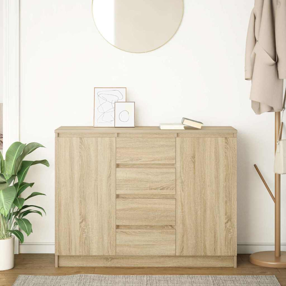 vidaXL 2 Door 4 Drawer Sonoma Oak Sideboard Image 9