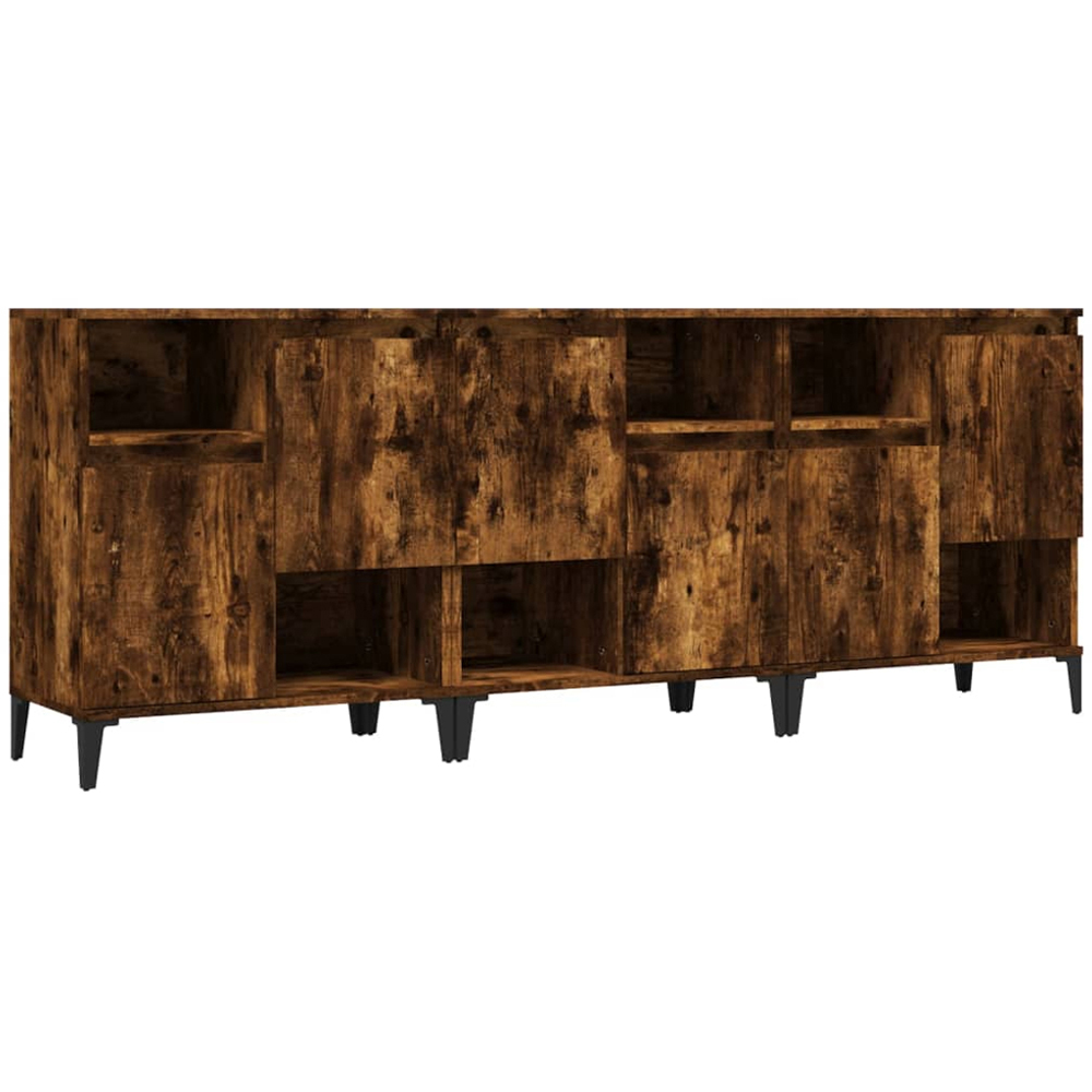 vidaXL 2 Door 2 Shelf Smoked Oak Sideboard Set of 3 Image 2
