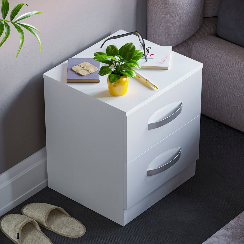 Vida Designs Hulio 2 Drawer White Bedside Table Image 6