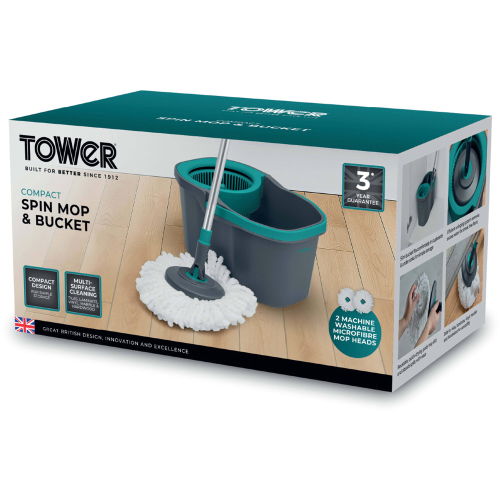 Tower Compact Spin Mop and Bucket Set Image 2