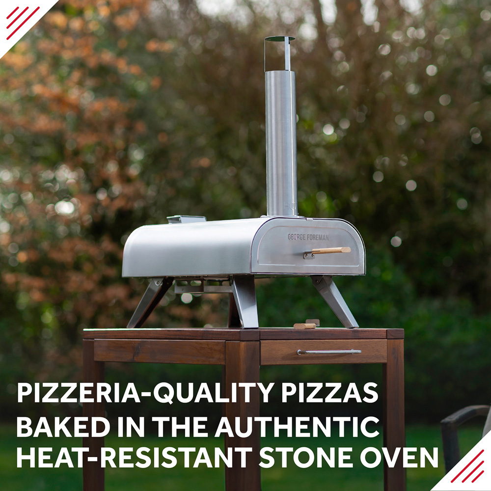 George Foreman Stainless Steel 12 inch Wood Pellet Outdoor Pizza Oven with Carry Bag and Paddle Image 5