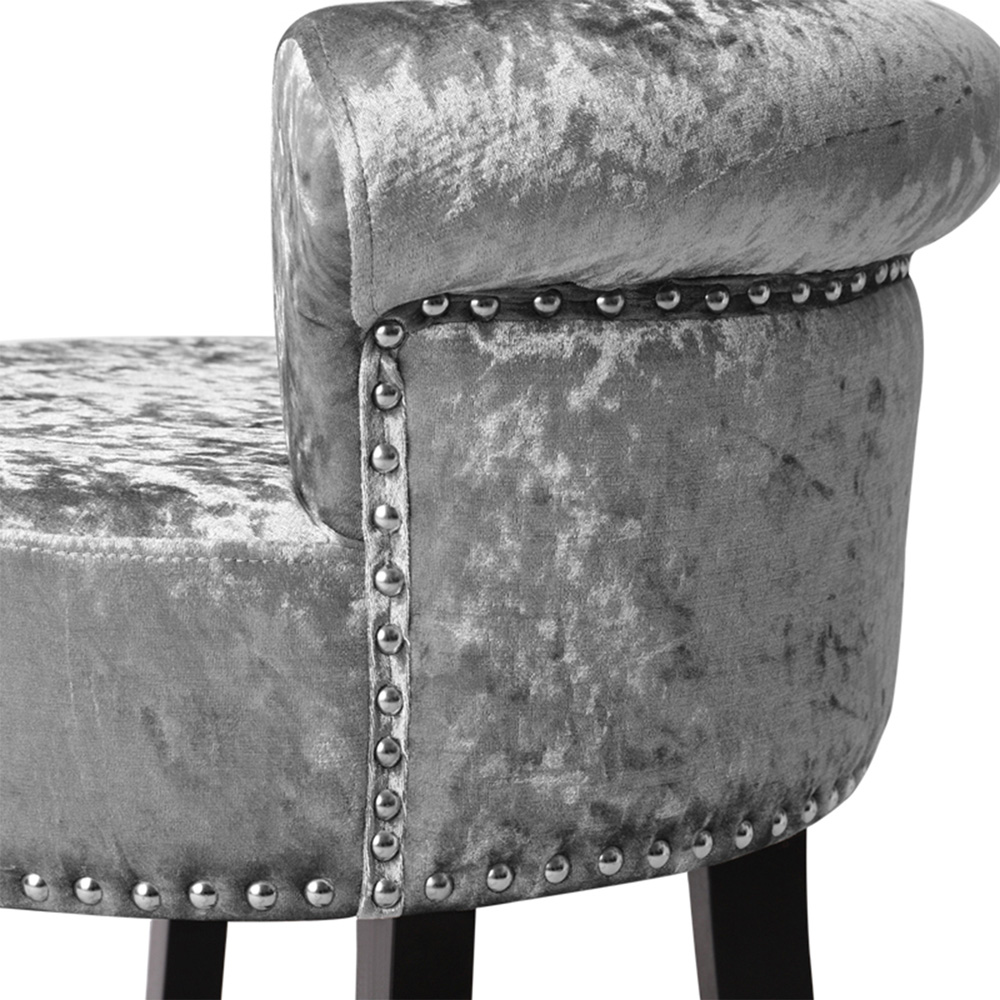 Living and Home Silver and Grey Ice Velvet Button Tufted Vanity Chair Image 3