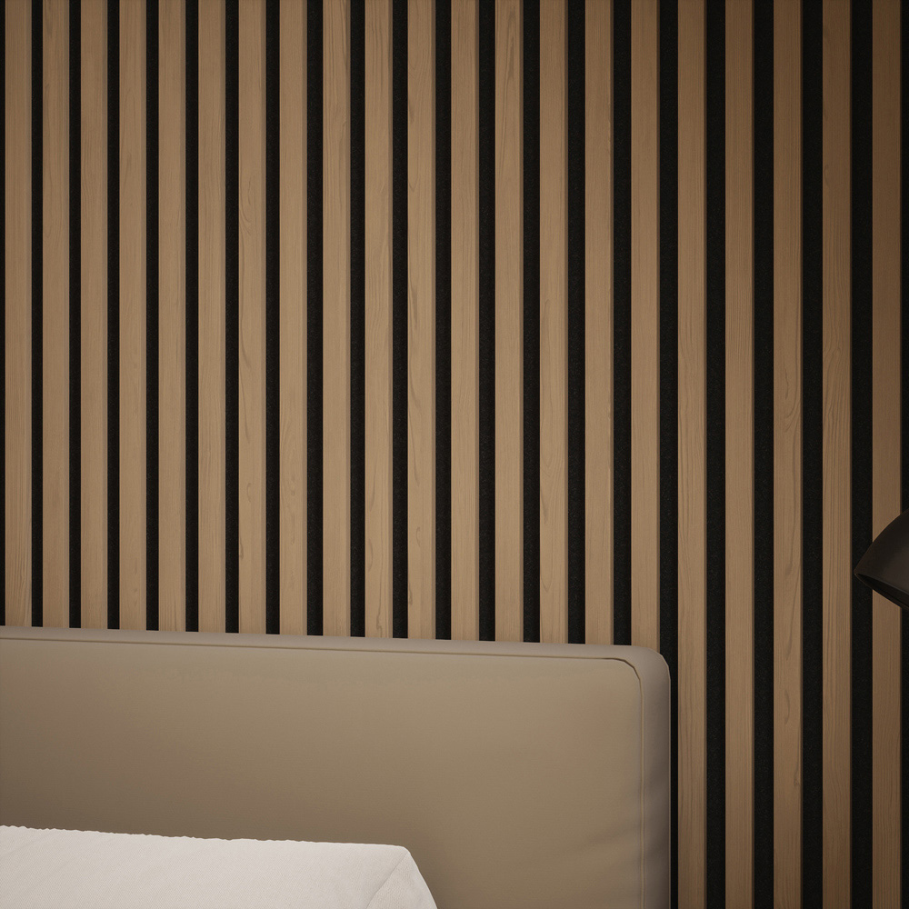 Tuscan Natural Oak PVC Wrapped Acoustic Wall Panel 240 x 60.8cm Image 4