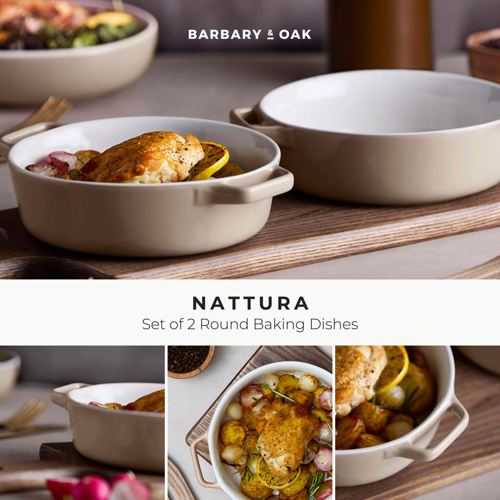 Barbary & Oak Nattura 21.5cm Set of 2 Cashmere Stoneware Round Baking Dish Image 2