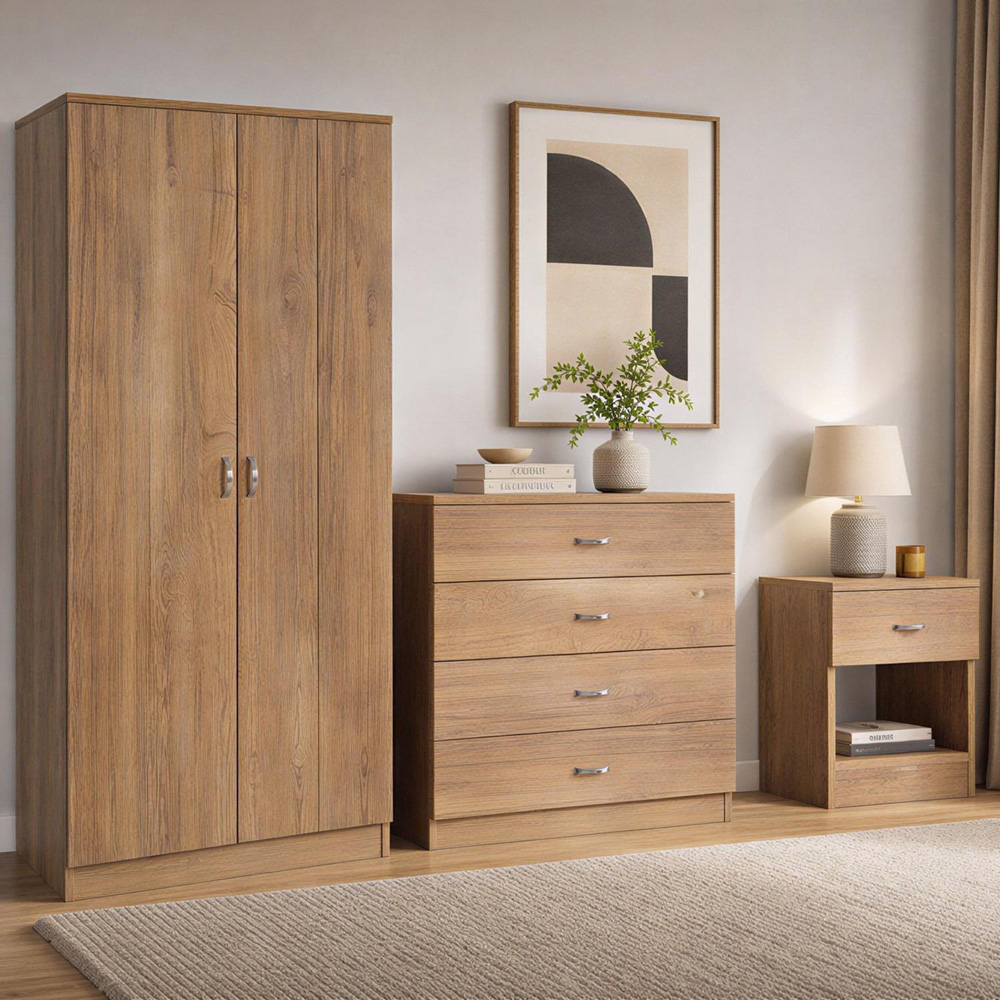FWStyle Promo Oak 3 Piece Bedroom Furniture Set Image 1