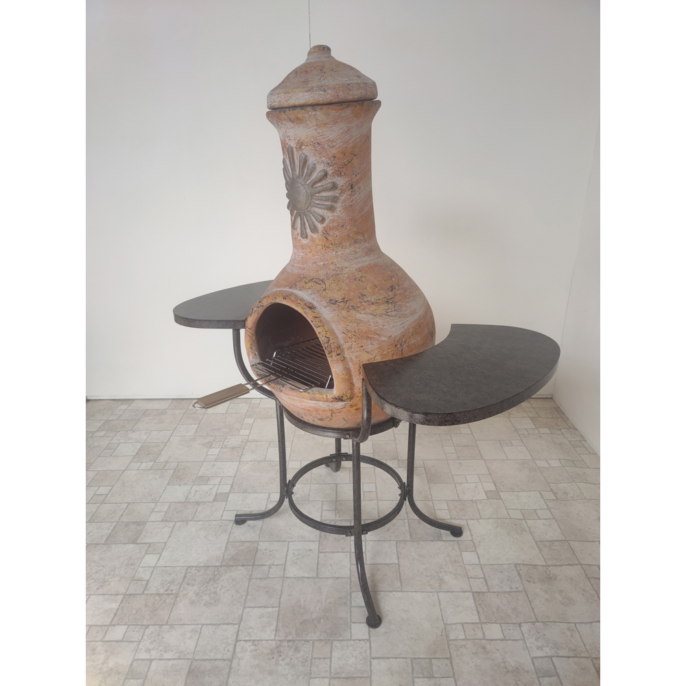 Gardeco BBO-C8SL.37 Grill Lava Stones and Cradle Clay Chiminea BBQ Bundle Image 4