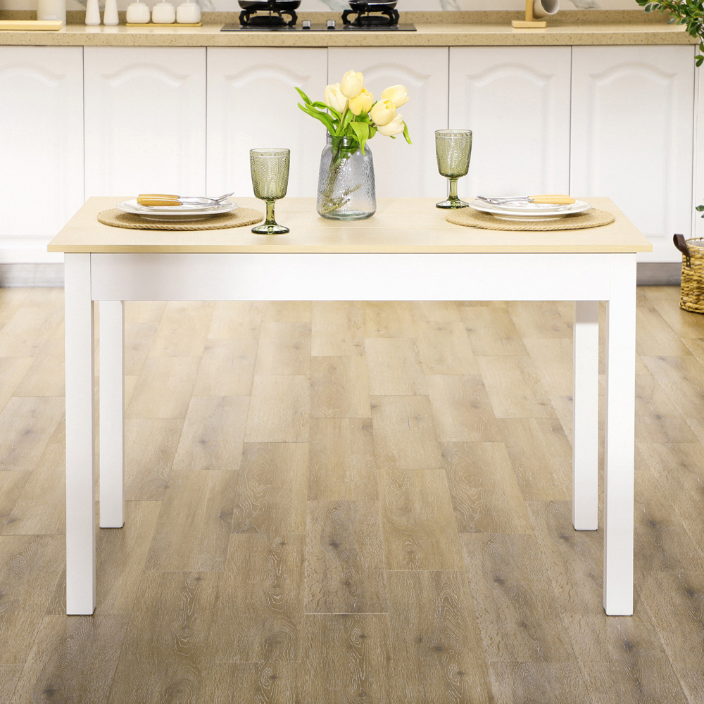 HOMCOM 6 Seater Dining Table with Thick Legs Oak Wood Grain Image 7