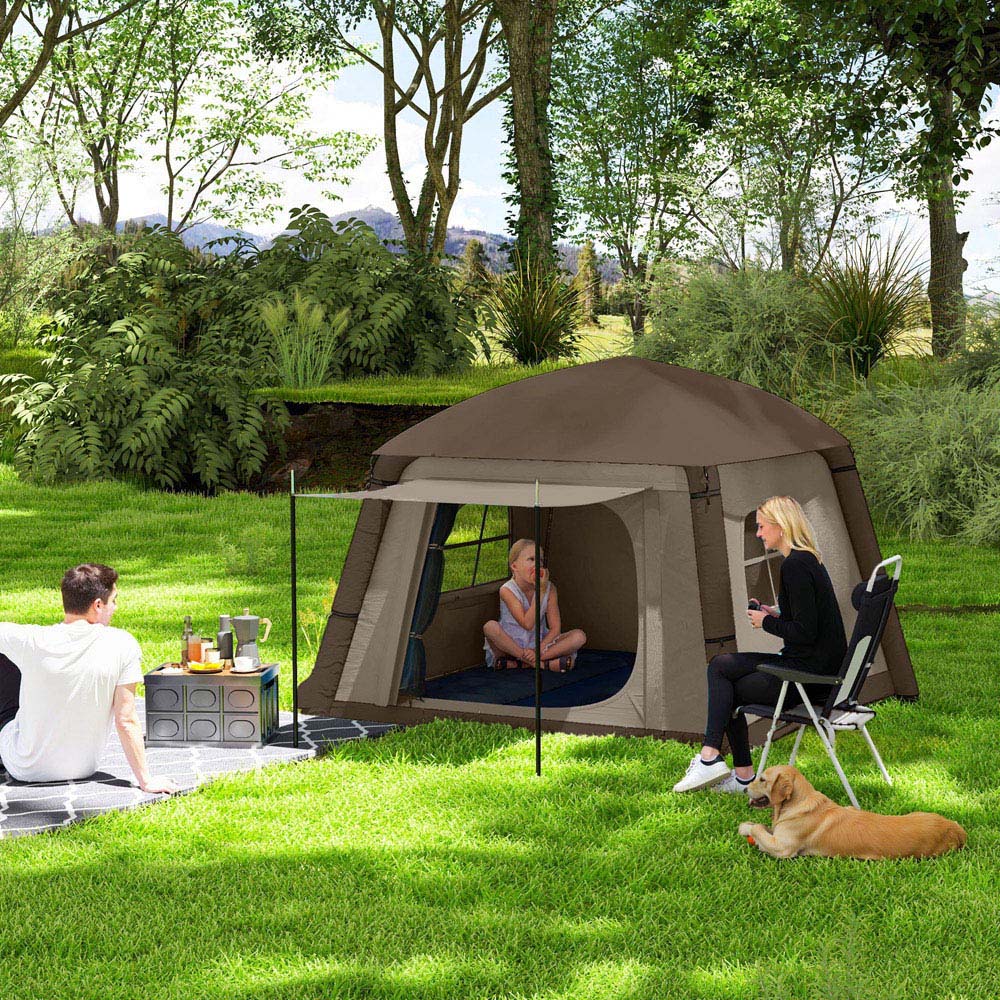 Outsunny 2 Person Easy Setup Inflatable Camping Tent with Air Pump Khaki Image 2
