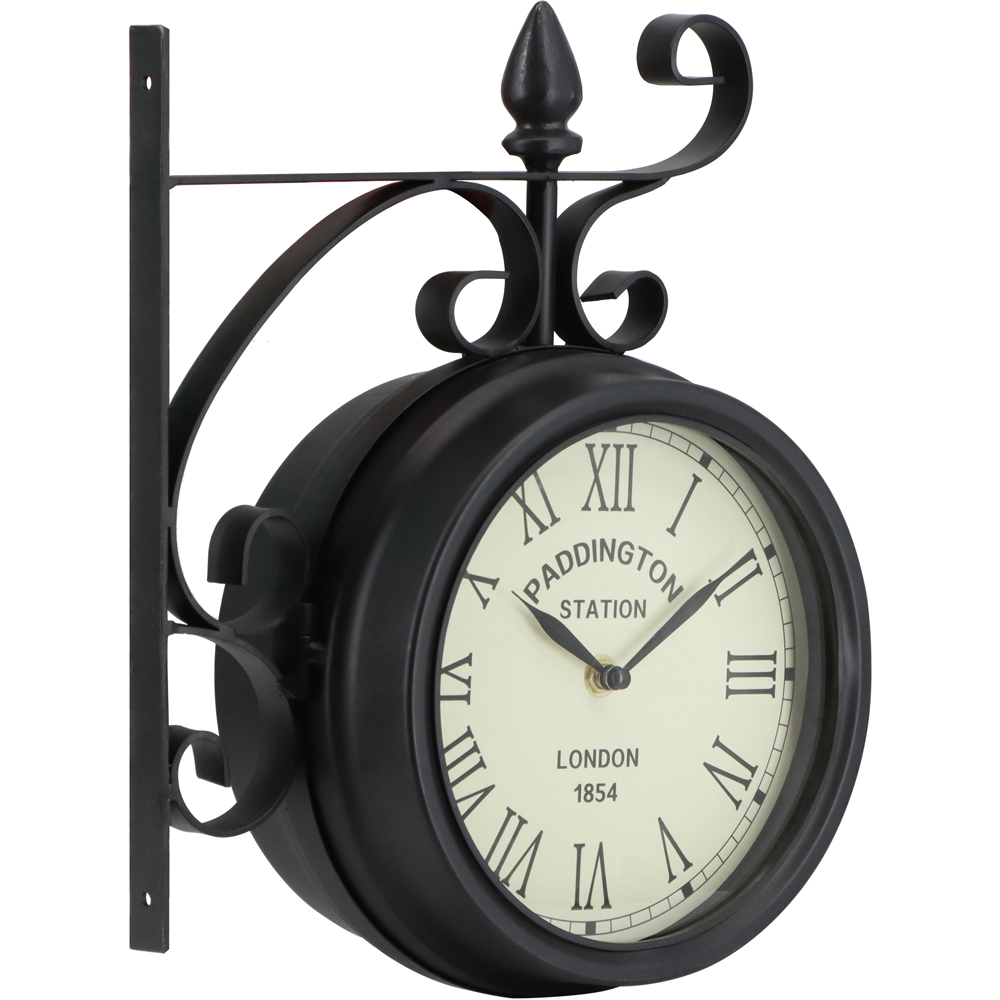 Charles Bentley Black Paddington Double Sided Garden Clock 35 x 33cm Image 1