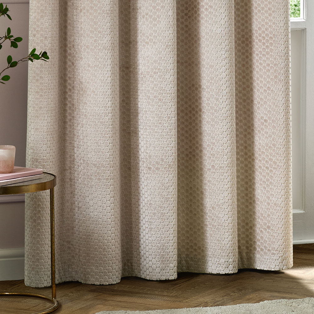 Paoletti Neptune Champagne Fully Lined Velvet Eyelet Curtains 117 x 137cm Image 3