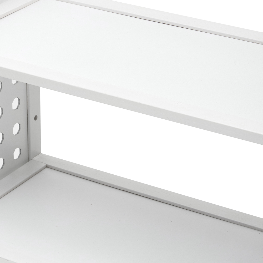 Living and Home 2 Shelf White Bamboo Desktop Storage Rack Image 5