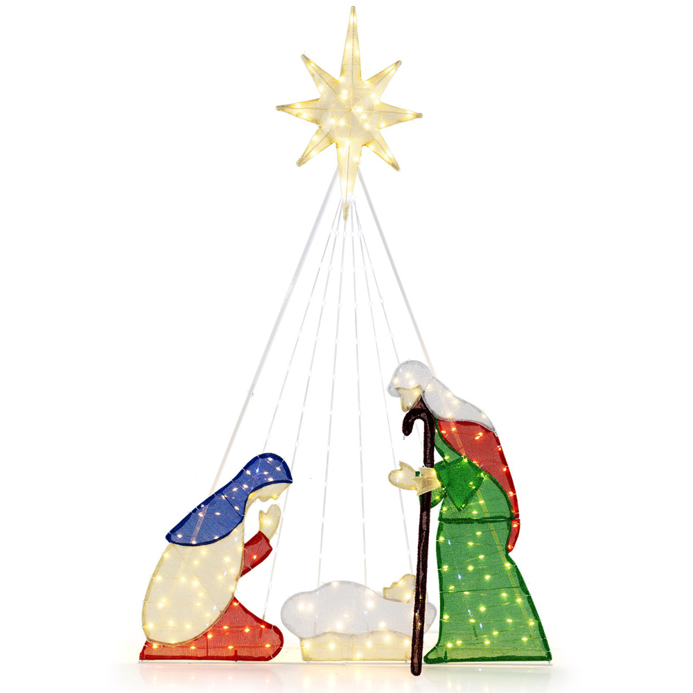Costway Lighted Nativity Scene Holy Family Set Christmas Decoration 6ft Image 2