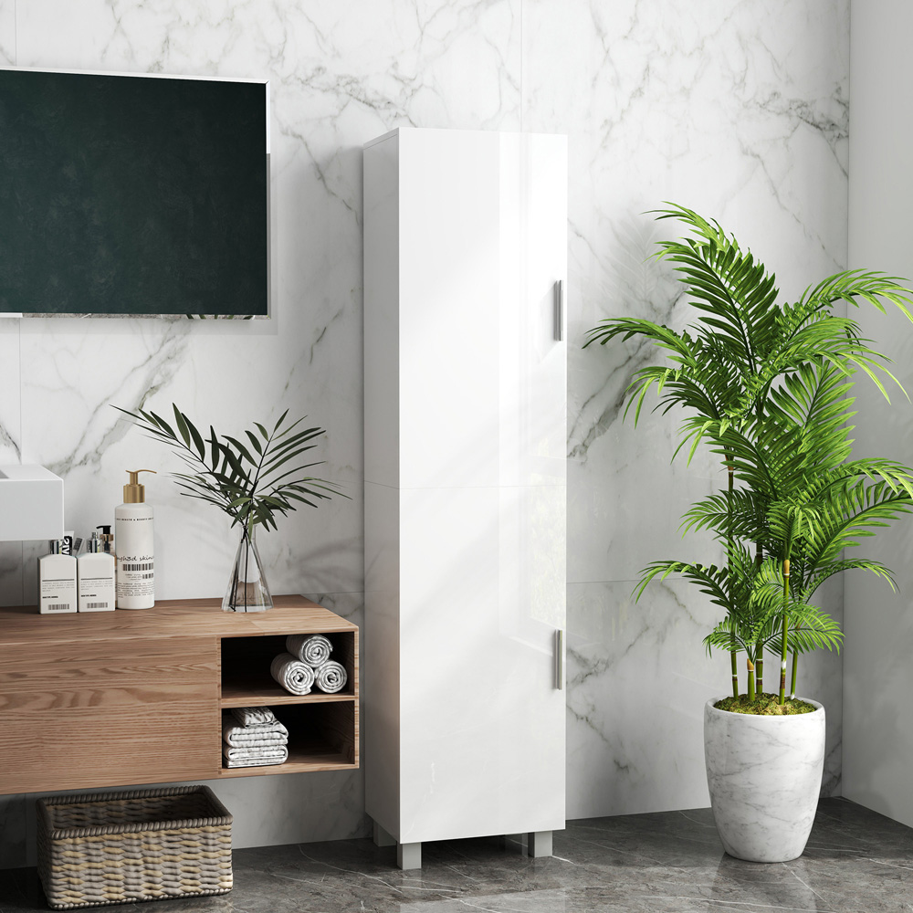 Portland 2 Door White Adjustable Shelves Tall Storage Cabinet Image 6