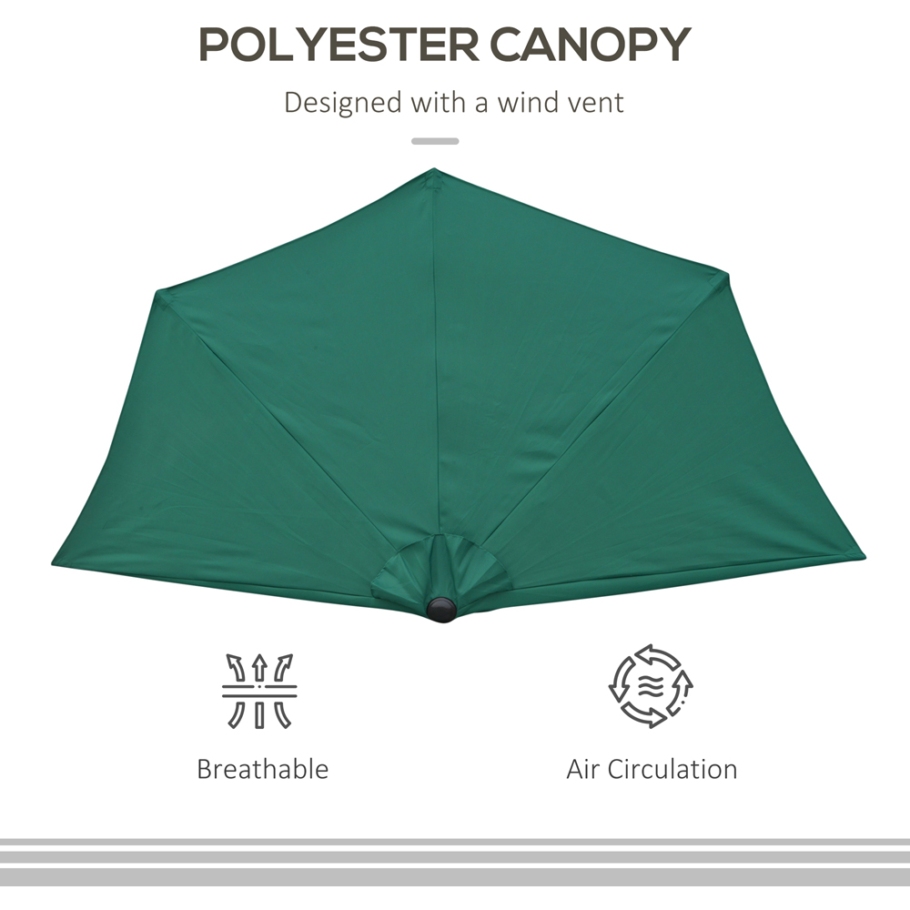 Outsunny Green Half Parasol 2.7m Image 6