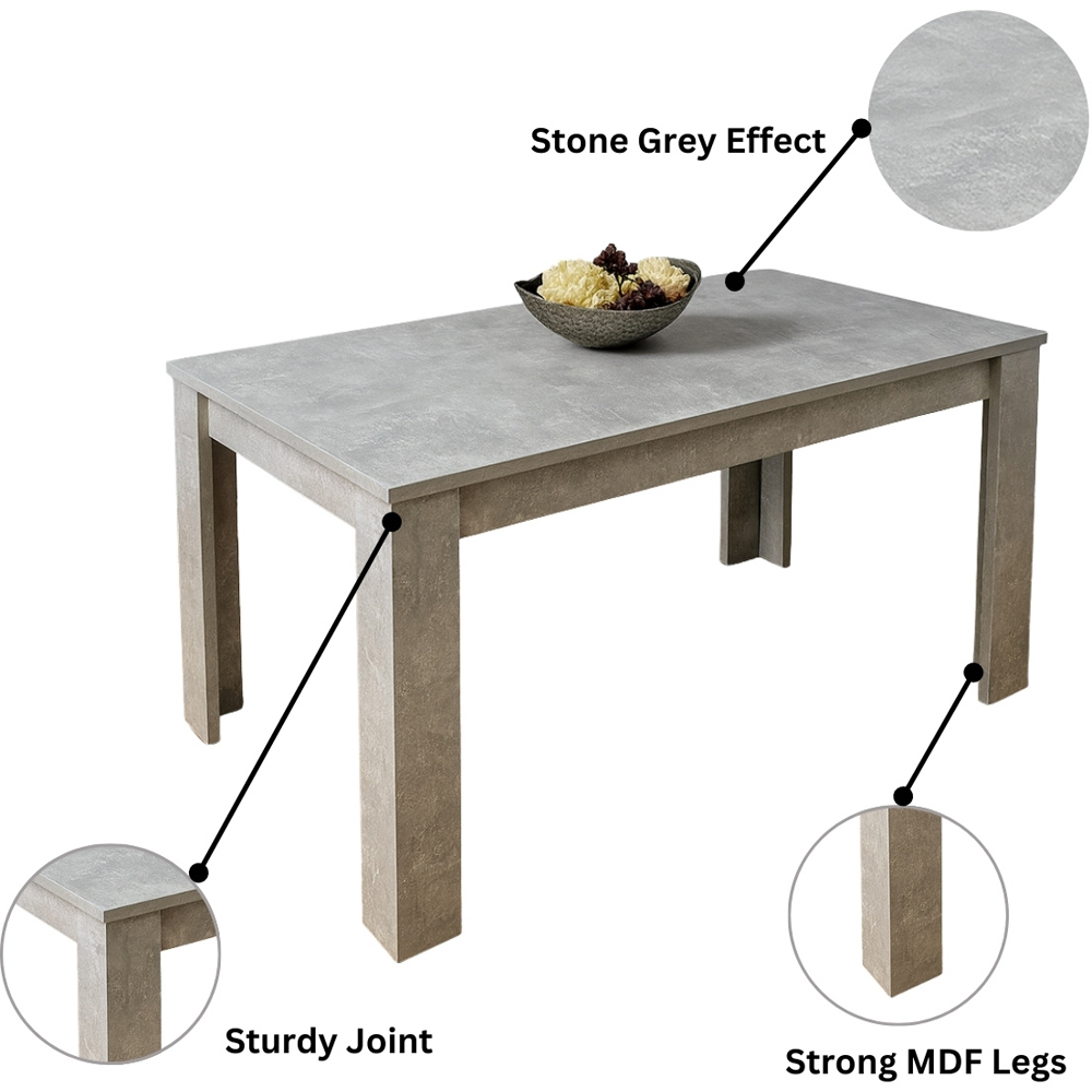 Portland Kosy Koala 4 Seater Dining Set Stone Grey Effect and Cream Image 6