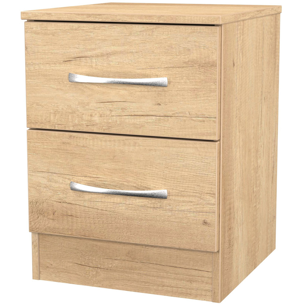 Crowndale Avon 2 Drawer Nebraska Oak Compact Bedside Cabinet Ready Assembled Image 4