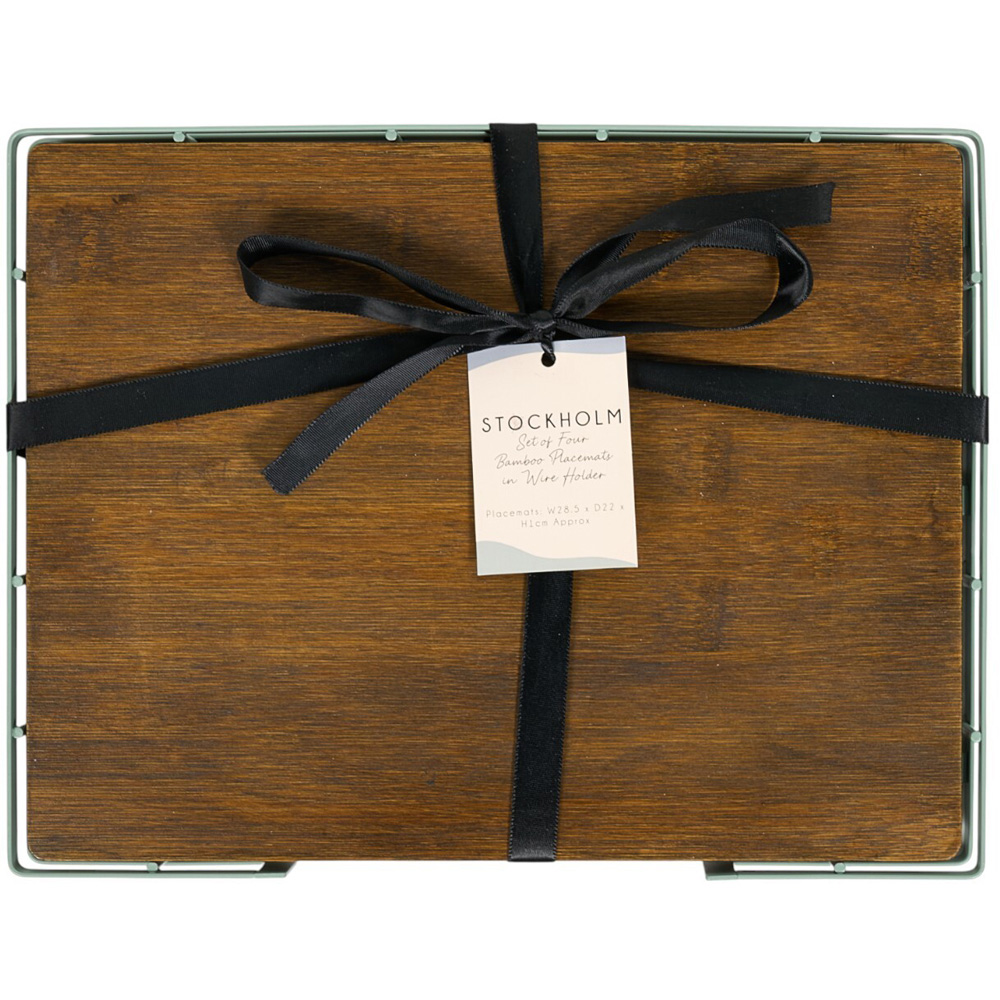 Set of 4 Stockholm Bamboo Placemats with Wire Holder Image 2
