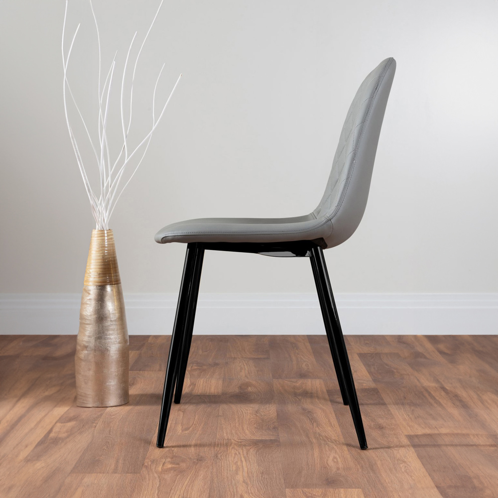 Furniturebox Arona Solara 4 Seater Round Dining Set Black and Grey Image 4