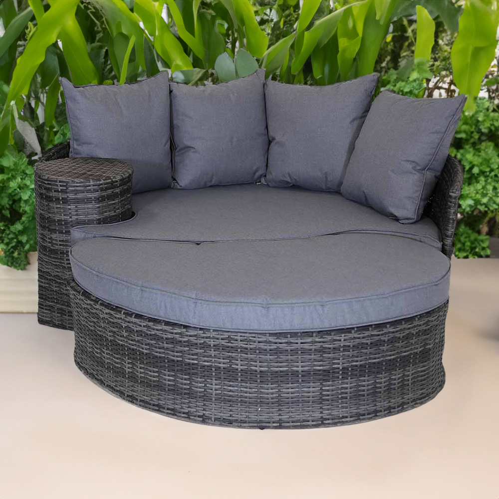 Charles Bentley Grey Rattan Day Bed Image 1