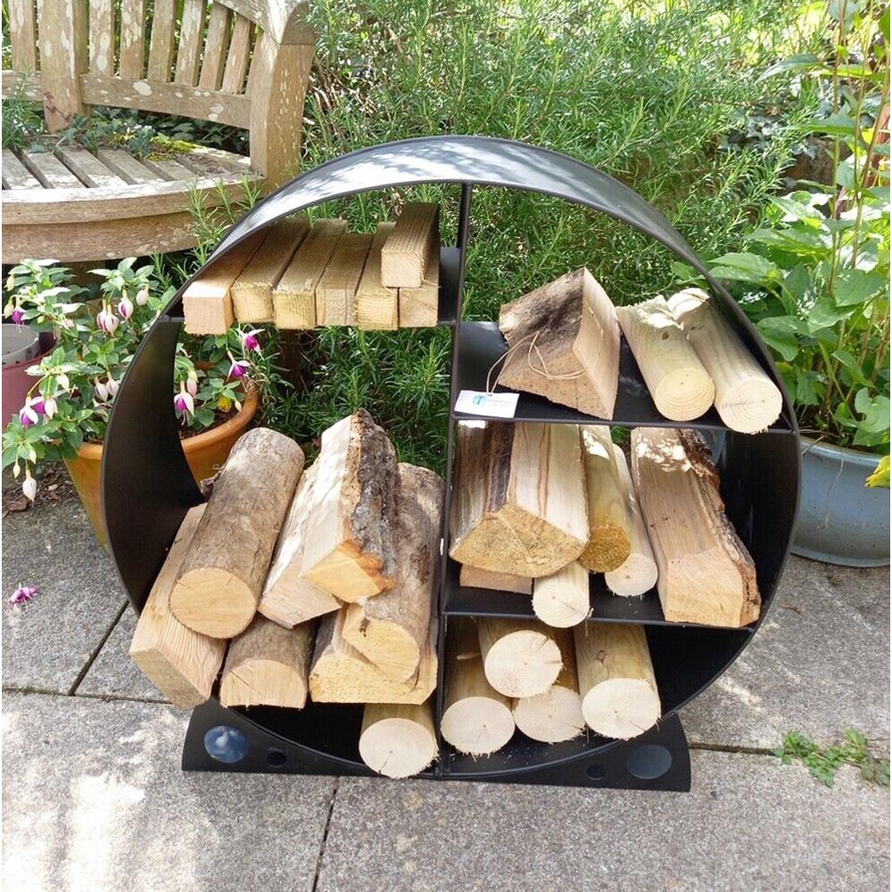 Inspirational Gifting Black Round Steel Log Holder 60cm Image 3