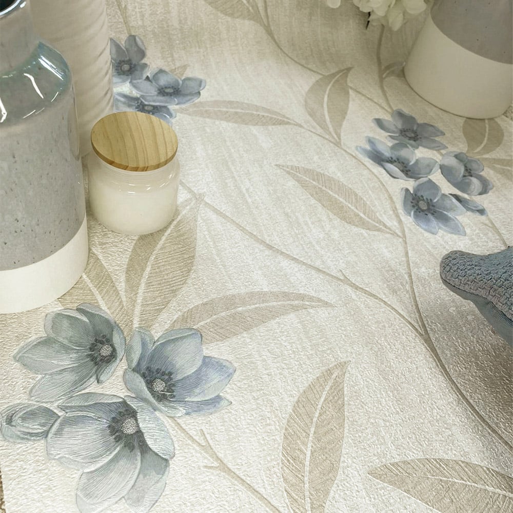 Belgravia Decor Giovanna Floral Blue and Cream Wallpaper Image 4