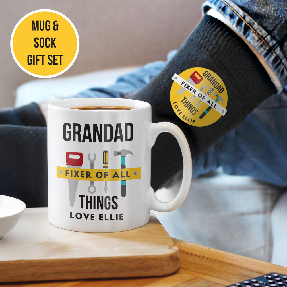 Personalised Memento Company Personalised Fixer of All Things Mug and Socks Set Image 3