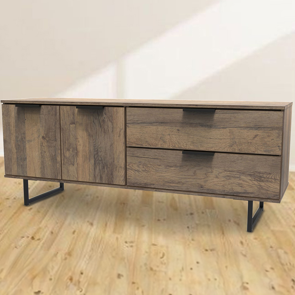 Crowndale Hong Kong 2 Door 2 Drawer Vintage Oak Sideboard Image 1