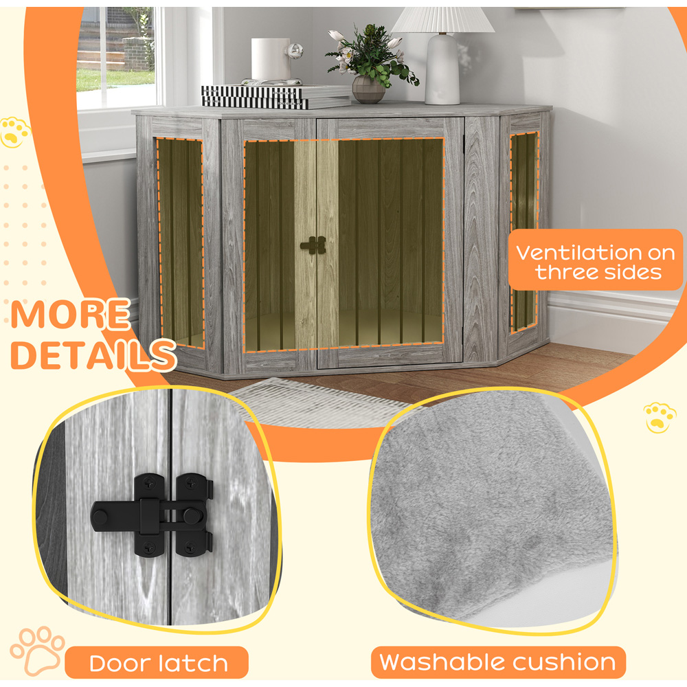 PawHut Grey Large Dog Crate Furniture Side Table Image 6
