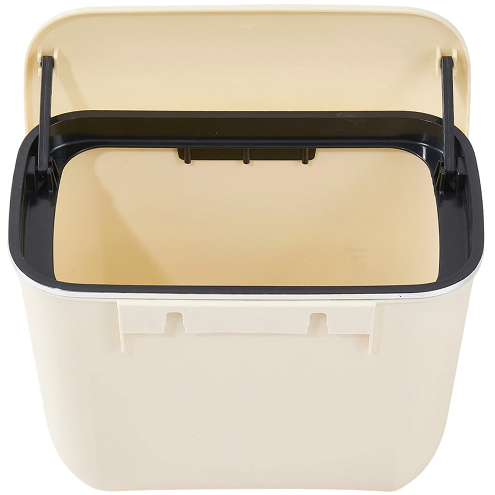 Living and Home Cream Hanging Waste Bin with Lid 7L Image 3
