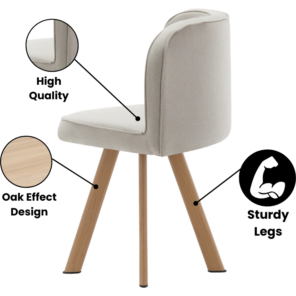 Kosy Koala 4 Seater Wooden Dining Set Light Brown Velvet Image 3