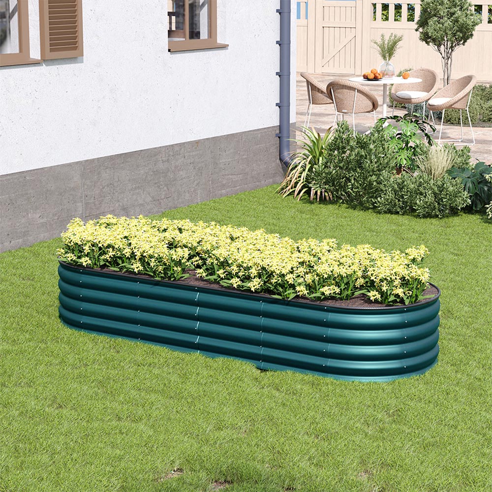 Living and Home Large Green Galvanised Steel Raised Garden Bed 42 x 80 x 240cm Image 8