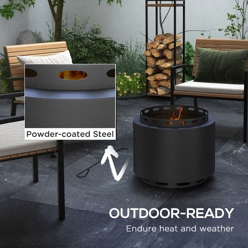 Outsunny Black Portable Wood Burning Fire Pit Image 6
