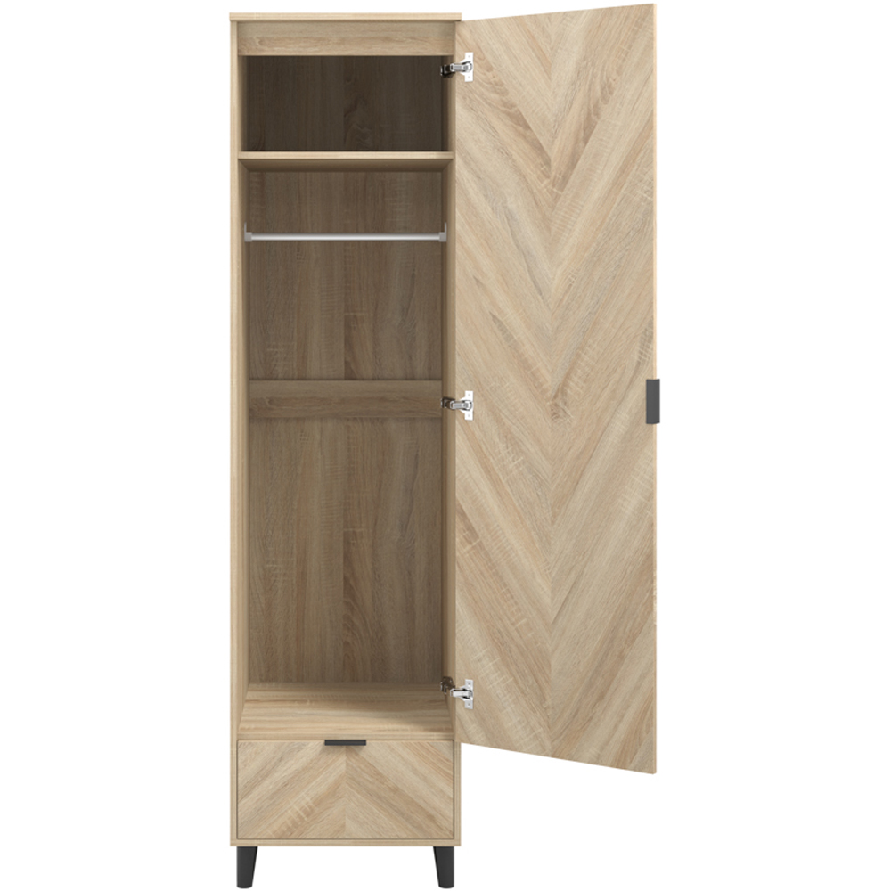 Stockholm Chevron Single Door Single Drawer Sonoma Oak Wardrobe Image 6