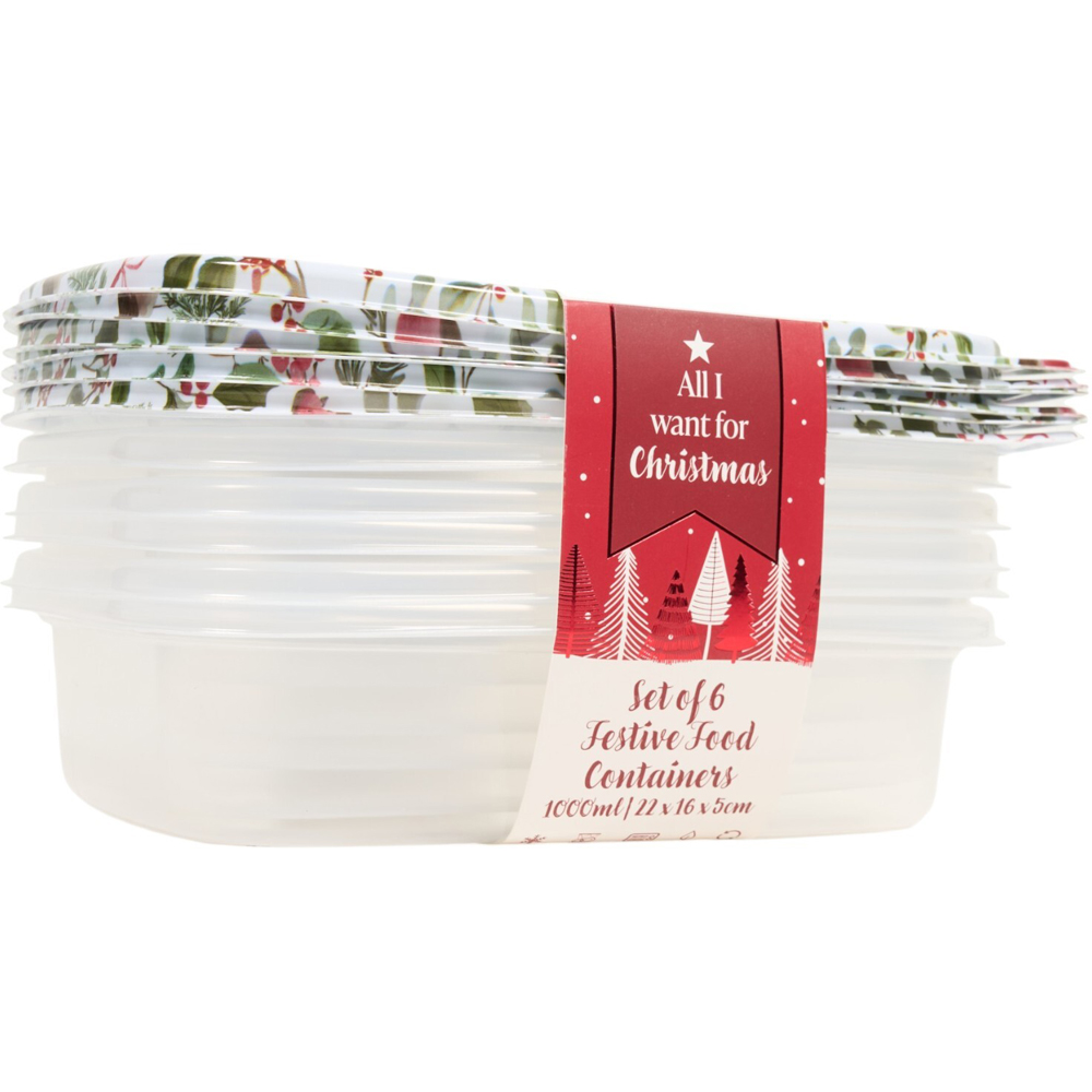 Pack of 6 Festive Robin or Santa Food Containers Image 5