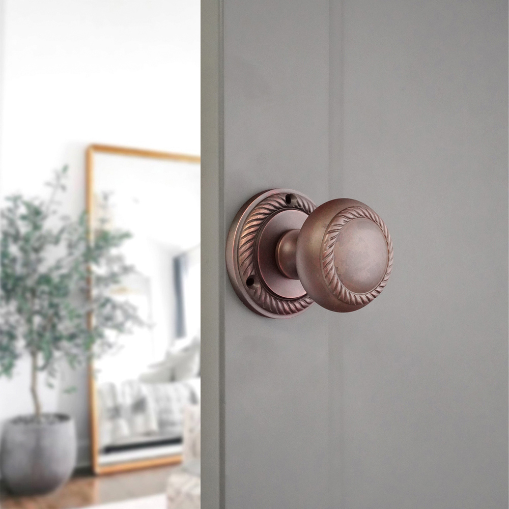 Spira Brass Aged Bronze Georgian Mortice Door Knob 2 Pack Image 2
