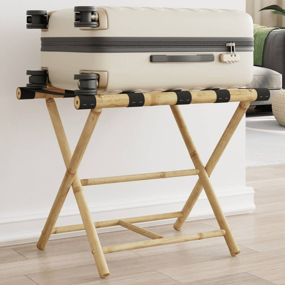 Walplus 2 Shelf Bamboo Folding Luggage Rack Image 2