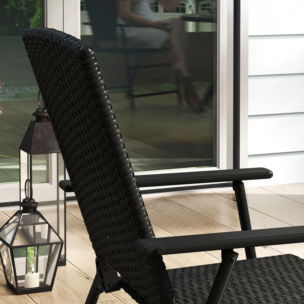 Outsunny 2 Seater Black Foldable Rattan Chair with Armrest Image 3