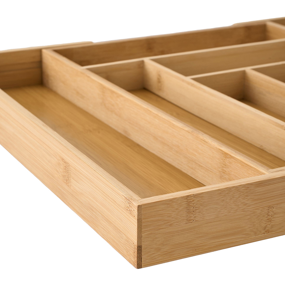 Living and Home 8 Compartment Natural Expandable Bamboo Drawer Organiser Image 4