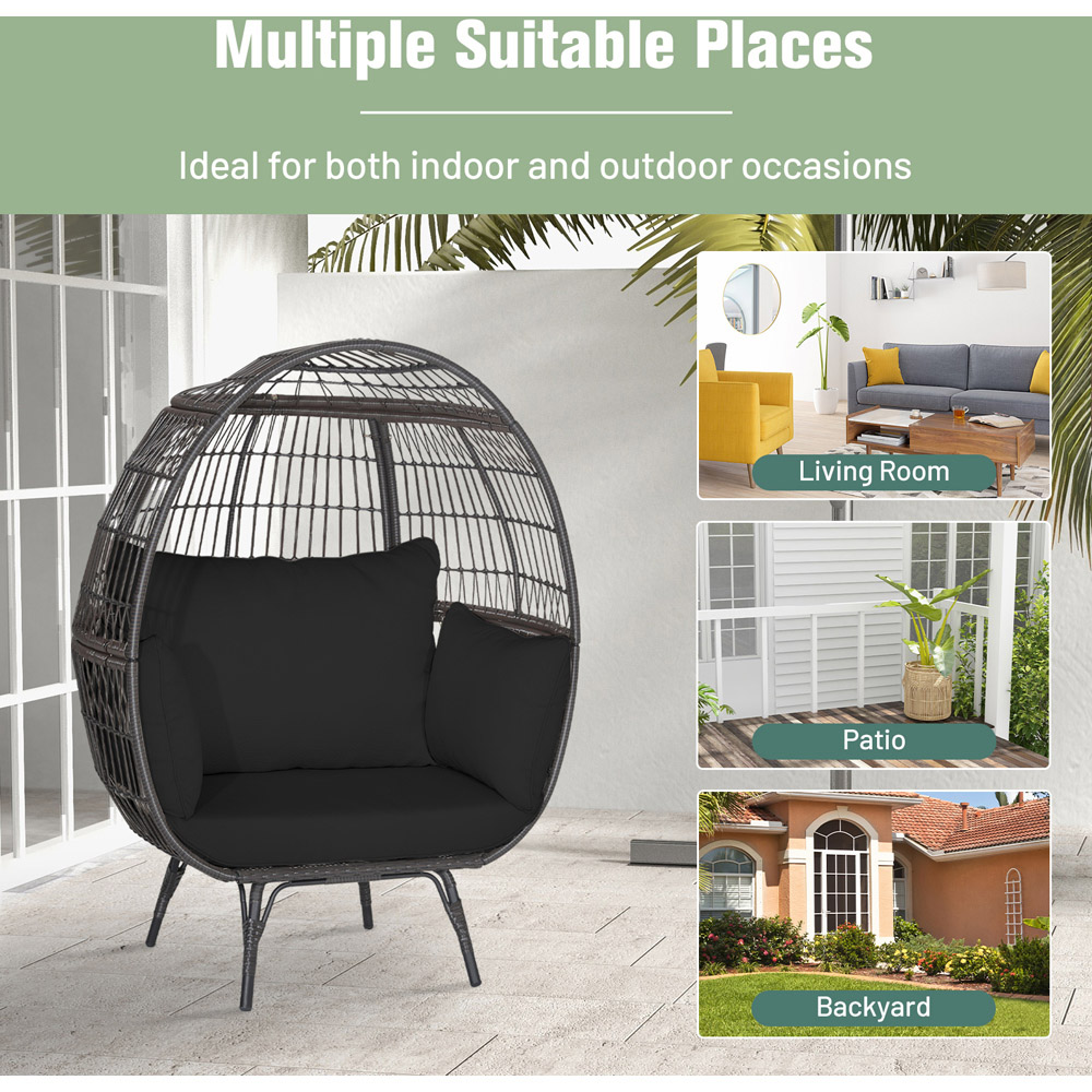 Costway Black Oversized Egg Lounger with 4 Cushions Image 7