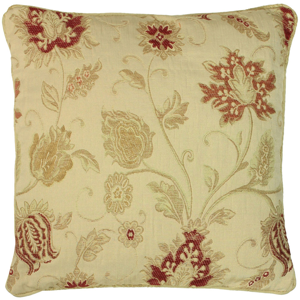 Paoletti Zurich Large Champagne Floral Jacquard Cushion Image 1