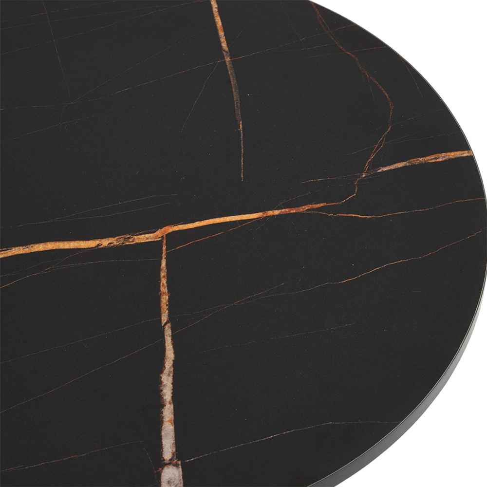 Living and Home Black Marble Effect Round Side Table with Steel Frame Image 5